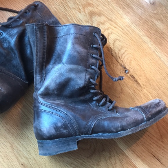 Rare All Saints distressed brown combat boot - Picture 3 of 8
